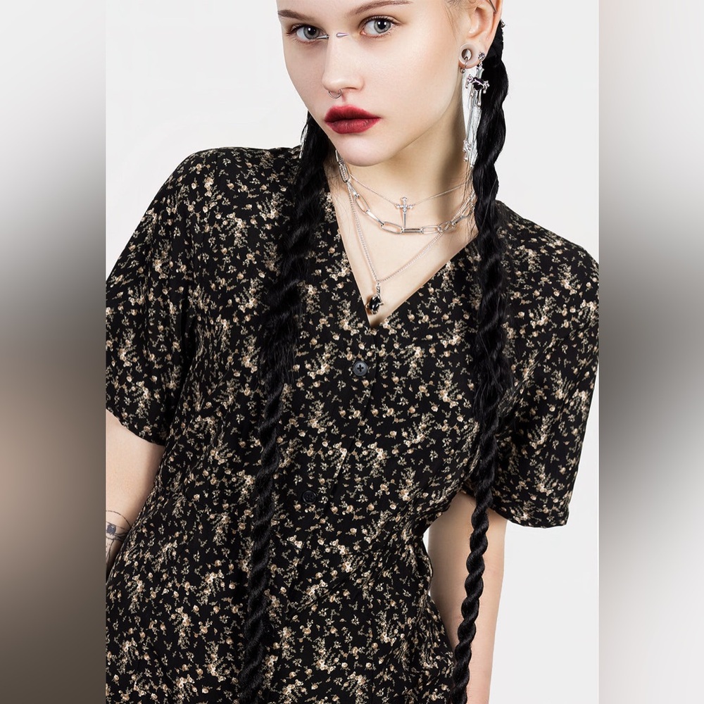 Disturbia Gardenia Print Button Down Midaxi Dress US 6 / UK 10 - Picture 4 of 10